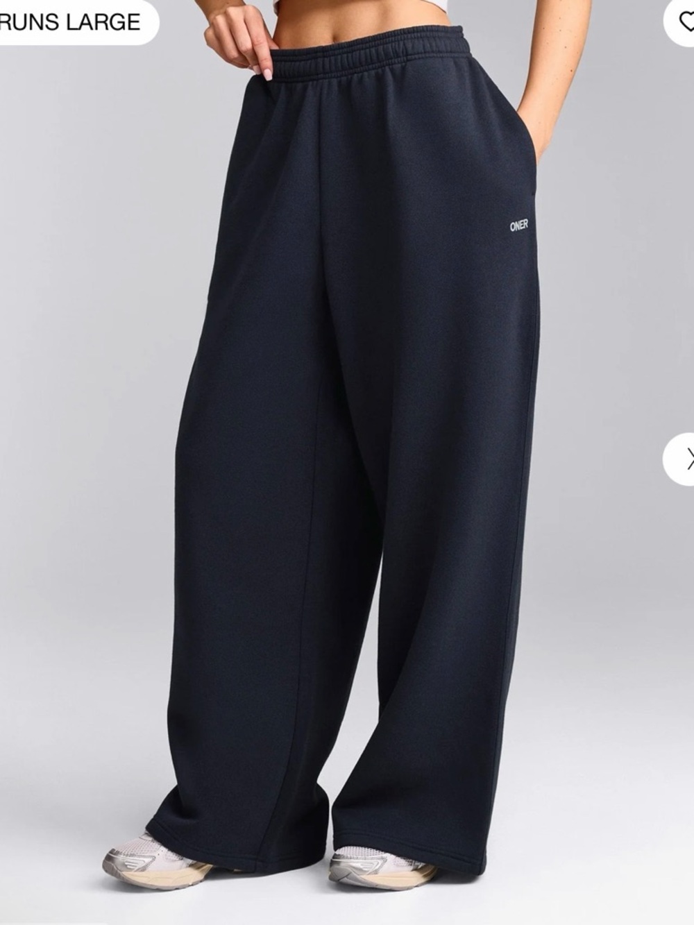 ONER ACTIVE FOUNDATIONS COSY OVERSIZED STRAIGHT LEG SWEATPANTS IN navy blue